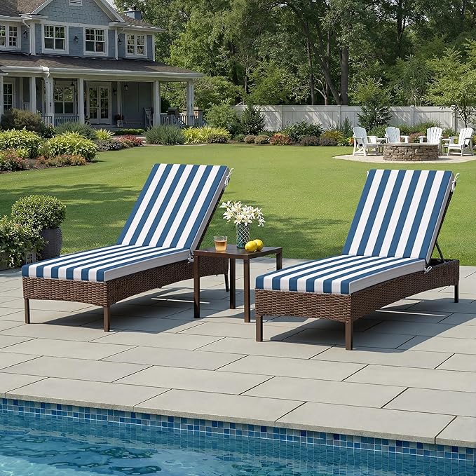 Crestlive Products Waterproof Outdoor Chaise Lounge Cushions Set of 2, Fade Resistant Patio Furniture Lounge Chair Cushion, 72" L x 21" W