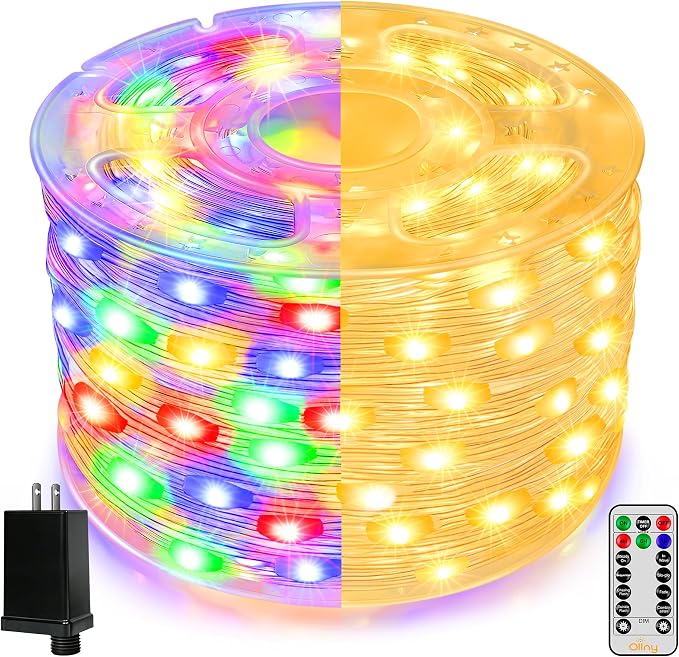Ollny Christmas Lights Warm and Multicolor, 600LED 197FT Christmas Tree Lights IP67 Waterproof, Plug in Fairy Light with Remote 11 Modes Timer, Xmas Light for Outdoor Indoor House Holiday