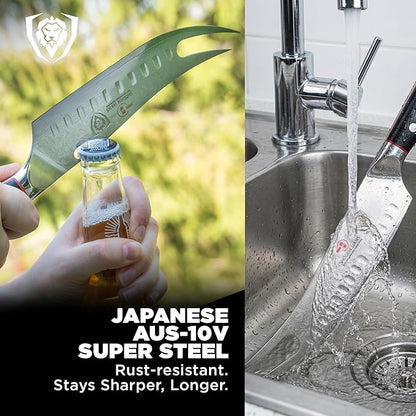 Dalstrong Pitmaster BBQ & Meat Knife - 8 inch - Shogun Series ELITE - Forked Tip & Bottle Opener - Japanese AUS-10V Super Steel Kitchen Knife - G10 Handle - Razor Sharp - w/Sheath