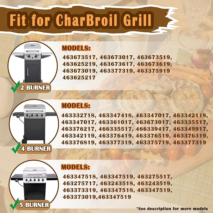 Grill Parts Kit for Char-Broil Performance 2-Burner, Stainless Steel | 2 Burners + 2 Heat Plates + 1 Crossover Tube, Fits Charbroil 463625217, 463625219, 463673519, Rust-proof, Built to Last