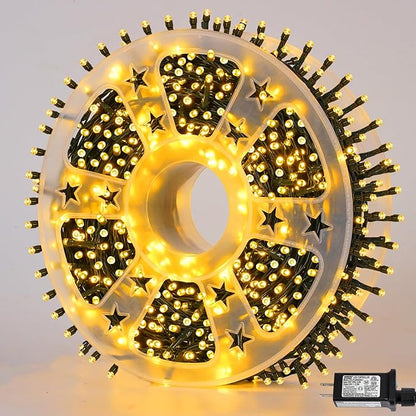 QITONG 500LED Warm White String Lights, 165ft Christmas Lights Outdoor Waterproof with Plug in, Green Wire Twinkle Tree Lights Indoor with 8 Modes