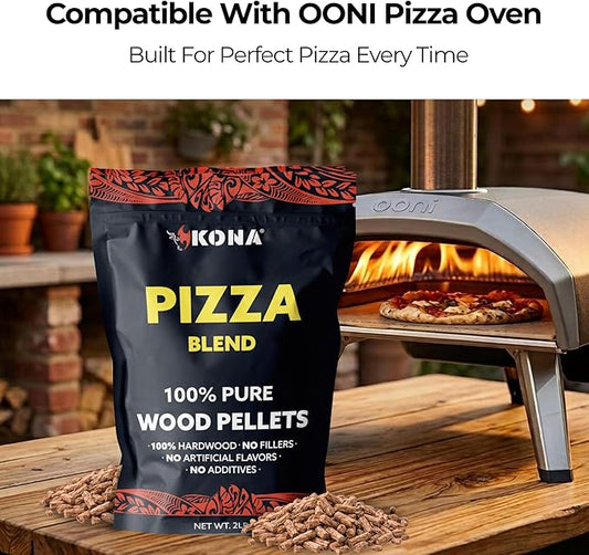 Kona Wood Pellets Pizza Blend, Intended for Ooni & Big Horn Pellet Pizza Ovens, 2lb Resealable Bag