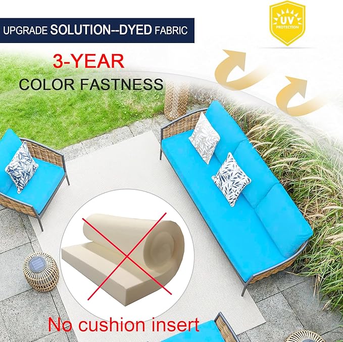 NettyPro Patio Bench Swing Loveseat Cushion Covers 48 Inch, Outdoor Furniture Cushion Slipcovers with Zipper, Water Resistant UV Protection, Replacement Cover Only