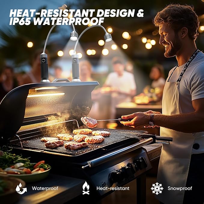 Grill Light Gifts for BBQ Lovers: 2 Pack Grilling Gifts for Men Outdoor BBQ | 8.3in 360° Adjustable Gooseneck, Strong Magnet, Hands Free, Barbecue Accessories for Night Cooking Gadgets for Husband Dad
