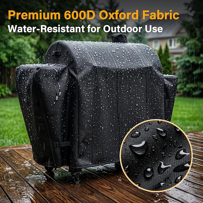 Hisencn Grill Cover for Pit Boss Pro Series Triple-Function Combo Grill PB1100PSC2, PB1100PSC1, Heavy-Duty Pellet Grill Smoker Cover for Pit Boss Sportman 1230 Pellet/Gas Combo Grill, Black, PB 67364