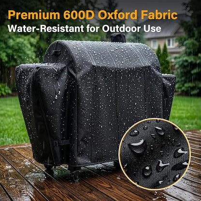 Hisencn Grill Cover for Pit Boss Pro Series Triple-Function Combo Grill PB1100PSC2, PB1100PSC1, Heavy-Duty Pellet Grill Smoker Cover for Pit Boss Sportman 1230 Pellet/Gas Combo Grill, Black, PB 67364