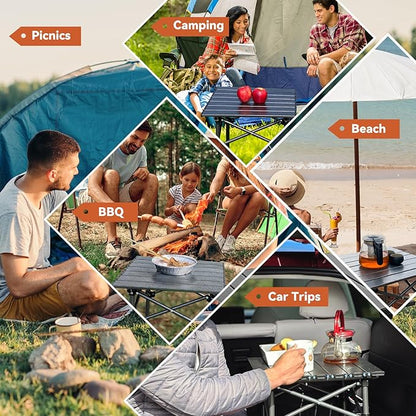 Opliy Portable Folding Camping Table for 2-4 Persons Aluminum Collapsible Table Lightweight with Carry Bag for Camping, Hiking, Picnics, BBQ, Beach Trips & Tailgating