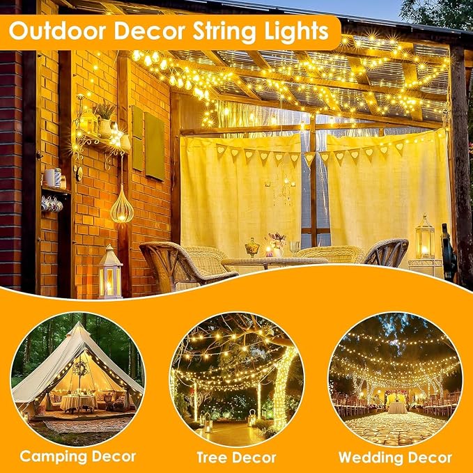66FT 200 LED Fairy Lights with Remote, Plug in Twinkle Light Outdoor Indoor | 8 Modes, Timer, Dimmable, Memory Function, Waterproof Warm White String Lights for Bedroom Garden Party Christmas Decor