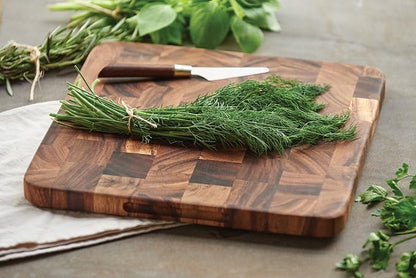 Ironwood Oslo End Grain Square Utility Cutting Board, 12 Inch Square Acacia Wood Cutting Board | Dice, Prep & Serve | Great for Meat & Veggies | Beautiful Acacia Wood | Knife Friendly End Grain Board | Charcuterie Board