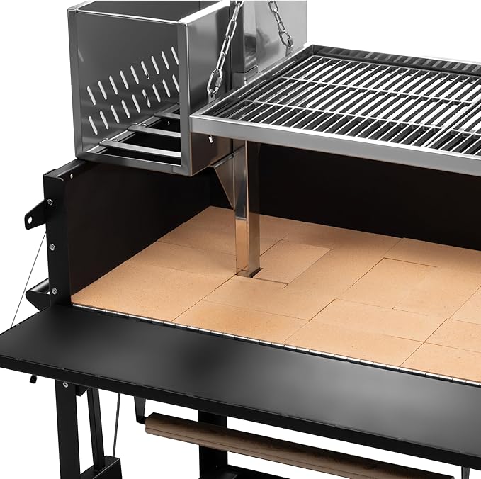KoolMore 72 in. Charcoal and Wood BBQ Grill, Santa Maria Argentine Style Grill with Adjustable Grate, Heavy Duty, in Black