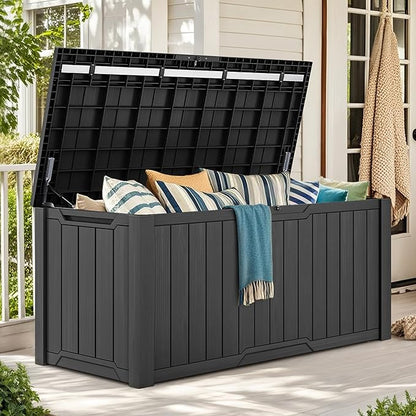 YITAHOME XXL 240 Gallon Large Outdoor Storage Deck Box for Patio Furniture, Outdoor Cushions, Garden Tools and Sports/Pools Equipment, Weather Resistant Resin, Lockable (Dark Gray)