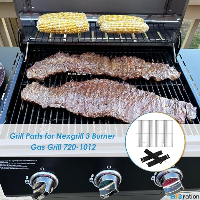 Replacement Parts Kit for Nexgrill 3 Burner 720-1012, Expert 3 Burner 720-0988EC, 720-0988ED, 720-0988EG Grill Heat Shield and Cooking Grate Replacement Parts