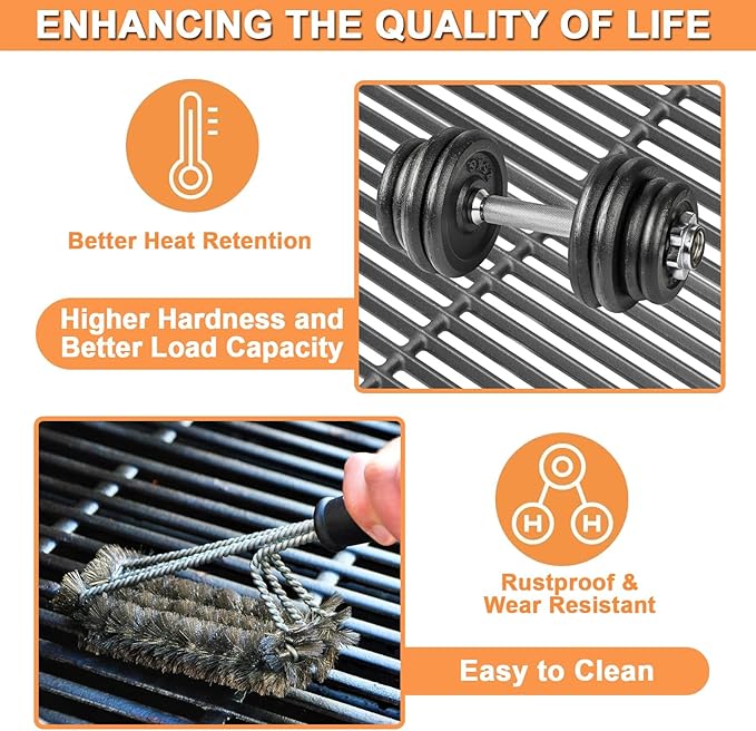 7638 Spirit Grill Grates for Weber Spirit 2 Grill Parts GS4 Spirit II/I 300, Spirit 700, Webber Spirit 400(2025 Y),Genesis 1000-5000 Replacement for Weber Genesis Gold/Silver B/C Accessories,7856 7860