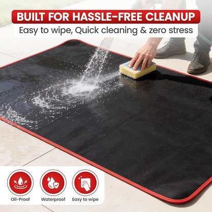 Fireproof Grill Mat for Outdoor Grill, 65*48” with Smart Reflective Border | BBQ Mat for Under Grill Made with Premium Silicon Fiberglass, Oil & Waterproof, Catches Greases & Protect Patio, Deck & Lawn