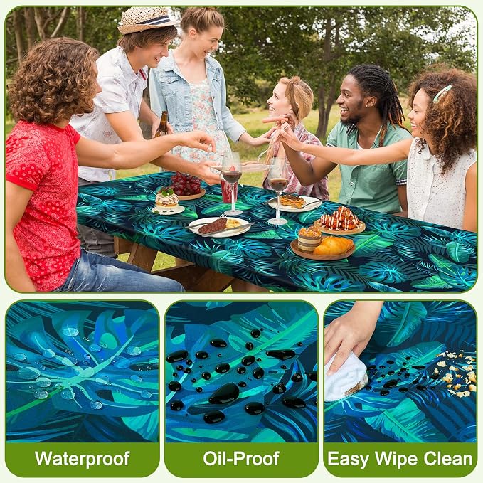 Picnic Table and Bench Cover Set, Waterproof Fitted Elastic Cloth | Portable Camping Essentials With Built-In Storage Pocket And Waterproof Fabric For Outdoor RV Or Picnic Table Use