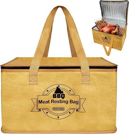 BBQ Blanket for Resting Meat, Reusable Insulated Meat Resting Bag - Locks in Natural Juices & Perfects Texture, BBQ Resting Blanket with Wide Mouth for Backyard Smokers & Grilling