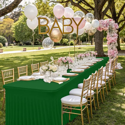 Smiry Spandex Elastic Fitted Table Cloth Skirt for 5FT Rectangle Table | Stretch Washable Table Cloth, Banquet Table Cover for Wedding, Party, Indoor & Trade Shows, (Emerald Green, 60Lx30Wx30H)