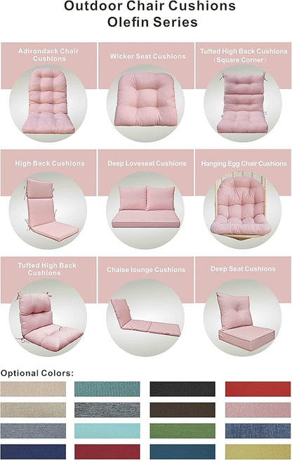 Indoor Outdoor High Back Chair Cushions Replacement Patio Chair Seat Cushions Set of 4 ( Mixed Coral/White)
