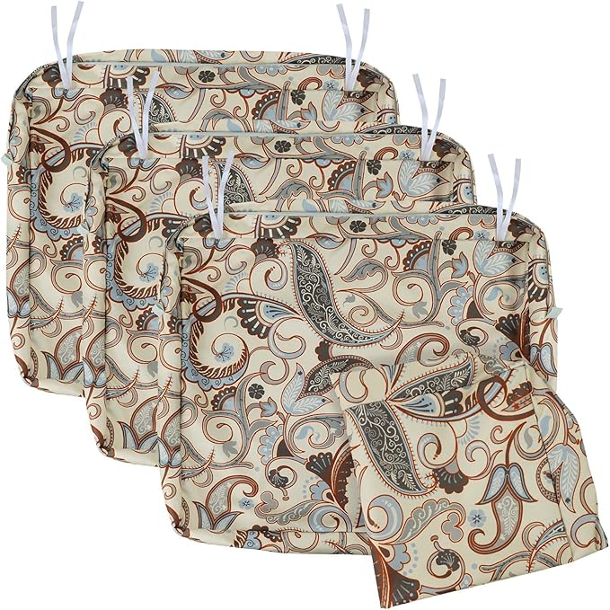NettyPro Patio Chair Seat Cushion Covers Replacement, Water Resistant UV Protection Outdoor Cushion Slipcovers with Zipper and Tie, 22 x 22 x 4 Inch, Vintage
