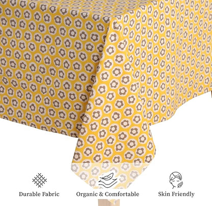 100% Cotton Hand Block Printed, Tablecloth for Kitchen, Dining, Table Cover for Parties, Chritmas, Weddings, Barbecues and Summer picnics Table Cloth