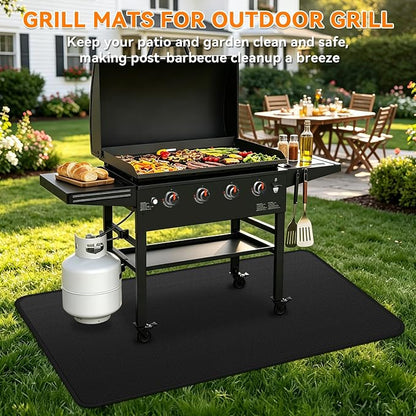 Under Grill Mats for Blackstone - 65 x 39 Inch BBQ Mats for Outdoor Grill Deck Protector, Double-Sided Fireproof Oil-Proof Waterproof Griddle Floor Mat for Outdoor Grilling, Easy to Clean