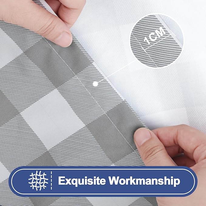 Smiry Picnic Table Cloth 2 Pack, Waterproof Elastic Fitted Tablecloths for 24x48 Rectangle Tables, Washable Polyester Buffalo Plaid Tablecloth for Camping, Dining & Outdoor (Grey & White, 24" x 48")