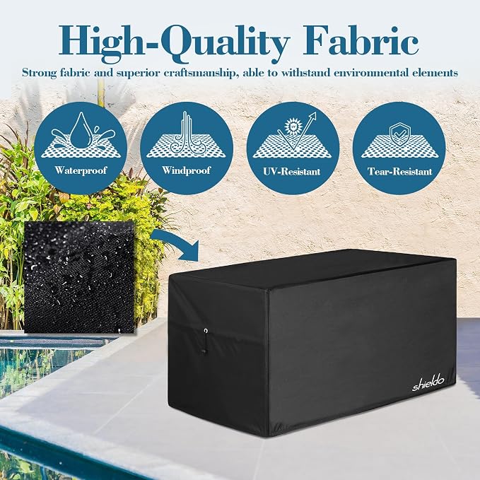 Deck Box Cover, Waterproof 600D Oxford, 63 x 30 x 28 in | Heavy-Duty 600D Fabric, Waterproof Protection, UV Resistant, Outdoor Storage Cover, Waterproof Outdoor Furniture Covers