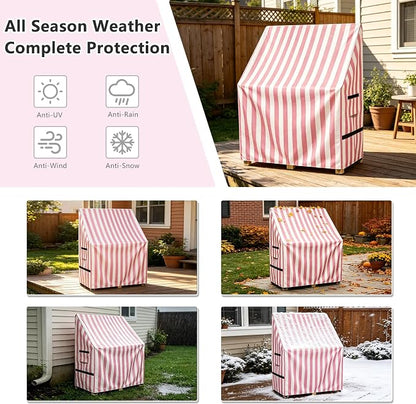 Kids Outdoor Mud Kitchen Cover,Heavy Duty Waterproof & Anti-UV Dustproof Outdoor Wooden Play Kitchen Covers,31.5" W x 15.7" D x 35.4" H, Pink, Cover Only