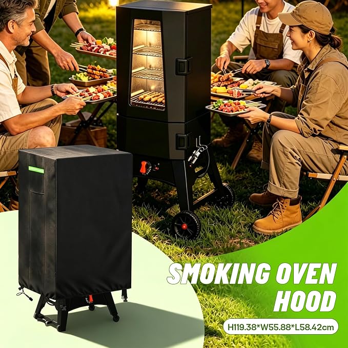 420D Vertical Smoker Cover Fit for Pit Boss Series 3, 23x22x47in | PU Coating, Waterproof Buckle, Bottom Drawstring,Waterproof Grill BBQ Cover Outdoor with Buckle