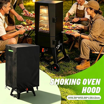 420D Vertical Smoker Cover Fit for Pit Boss Series 3, 23x22x47in | PU Coating, Waterproof Buckle, Bottom Drawstring,Waterproof Grill BBQ Cover Outdoor with Buckle