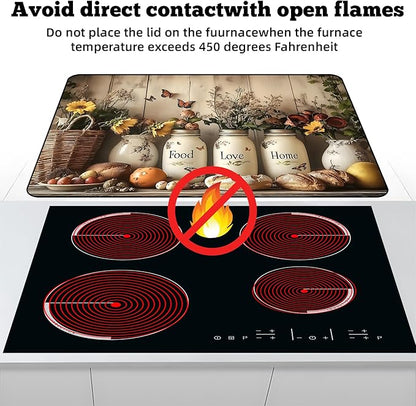 Multi-Design Stove Cover for Glass/Electric Stoves - 3-in-1 Heat-Resistant Protector Mat, Non-Slip Drying Rack30"L x 21"W