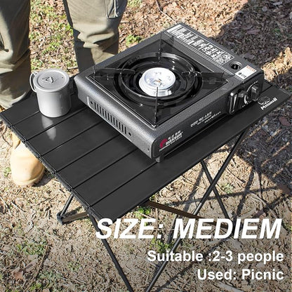 MSSOHKAN Camping Table Folding Portable Camp Side Table Aluminum Lightweight Carry Bag Beach Outdoor Hiking Picnics BBQ Cooking Dining Kitchen Black Medium