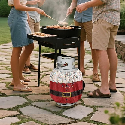 Santa Claus Propane Tank Cover 20lb Christmas Gas Tank Cylinder Cover for Outdoor Camping Yard Party Easy to Install Grill Accessories Gift for Holiday