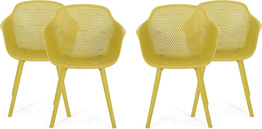 Christopher Knight Home Davina Outdoor Dining Chair (Set of 4), Yellow
