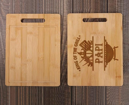 King Of The Grill Cutting Board For Papi Griller - Grandpa Gift - Papi's Bbq - Grilling Gift For Men - Fathers Day Cutting Board - Grill Master - Best Papi Cutting Board, 11.4”x8.6”