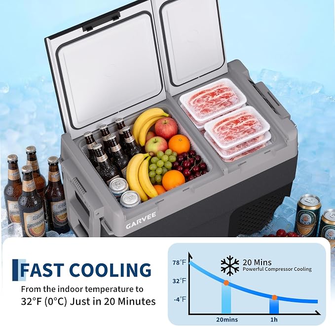 Car Refrigerator, 51QT(48L) Dual Zone Car Fridge Portable Freezer Compressor Electric Cooler, Portable Refrigerator, Rapid Freezing, -4°f to 68°f, 12/24V Can Internal Battery (Not Included) LCD Built-