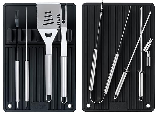 Ozeri BBQ and Grill Utensil Holder Mat Set,Black