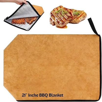 NCA - 5 piece BBQ Prep Tub, BBQ Blanket, Heat Resistant Grill Gloves (1472°F), Meat Claws | 21" Meat Resting Bag, Insulated Triple Layer | Foldable Cutting Board, Drain Plug | 2 pcs Chicken Shredder