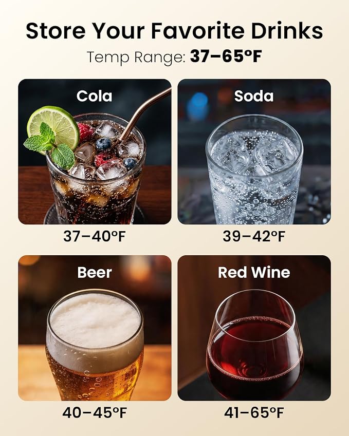 24 Inch Beverage Refrigerator 180 Cans | Under Counter Glass Door | 24 in beverage refrigerator, 180 cans, glass door, LED, lock, built-in or freestanding, quiet cooling for home, bar, kitchen