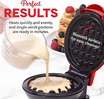 Dash Mini Maker Set - Customized Treat Maker - Supports Multi-Function Cooking - Easy Cleanup and User-Friendly Design - Red - Waffle & Griddle Irons