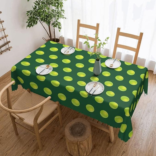 Tennis Ball Rectangular Tablecloth, Sports Themed Table Cloth Washable Tablecloths Decorative Table Cover for Kitchen, Dining, or Parties 54x72 Inches