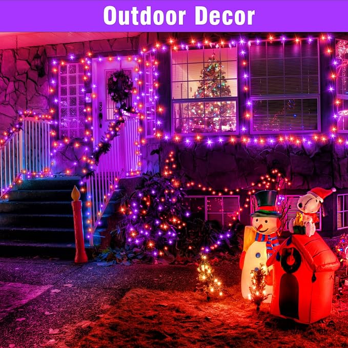 Nisocy LED String Lights Outdoor Waterproof – Purple Orange Fairy Lights with Plug, Connectable Christmas Tree Lights for Patio, Garden, Bedroom, Wedding, Party, Decor (66FT)