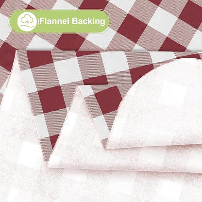 Smiry Picnic Table Cloth, Vinyl Tablecloths with Flannel Backing, 60"x120" | Waterproof Rectangle Table Cloth, Wipeable Buffalo Plaid Table Cover for Indoor and Outdoor (Burgundy & White)