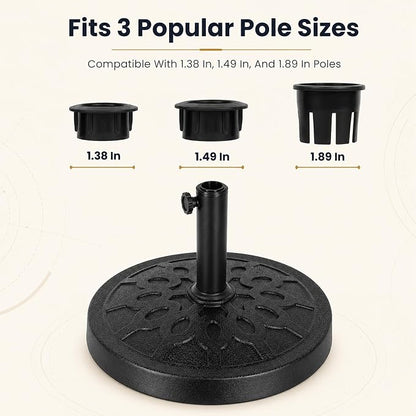 28.7 Lbs 17.91 Inch Round Umbrella Stand, Heavy Duty Weighted Base for Outdoor Market Parasols, Stable Holder for Patio Deck Lawn Garden Poolside, Black