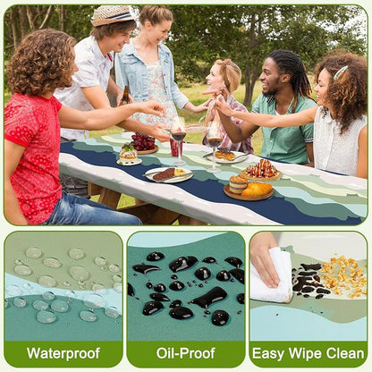 Picnic Table and Bench Cover Set, Waterproof Fitted Elastic Cloth | Portable Camping Essentials With Built-In Storage Pocket And Waterproof Fabric For Outdoor RV Or Picnic Table Use