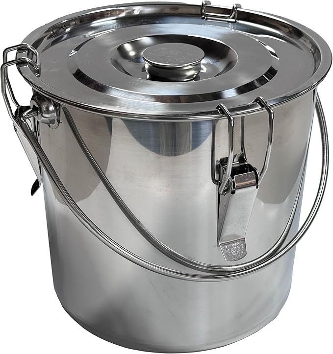 The Bincho Grill Charcoal Saver – Extinguishing Bucket (Keshizumi) for Hot Charcoal and Ash Collection, Heavy Duty Stainless Steel with Lockable Lid, 3 Gallon Capacity