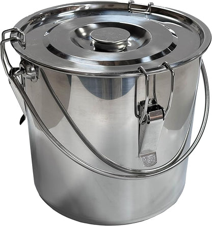 The Bincho Grill Charcoal Saver – Extinguishing Bucket (Keshizumi) for Hot Charcoal and Ash Collection, Heavy Duty Stainless Steel with Lockable Lid, 3 Gallon Capacity