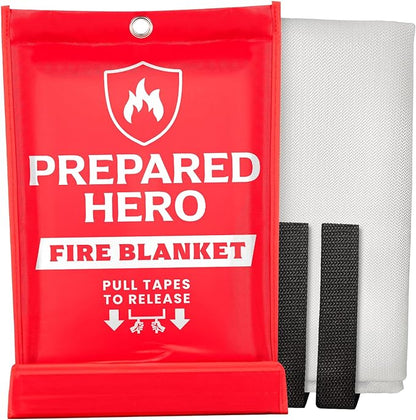 Prepared Hero Emergency Fire Blanket - 1 Pack - Fire Suppression for Kitchen, 39” x 39” Fiberglass Fire Blanket for Home