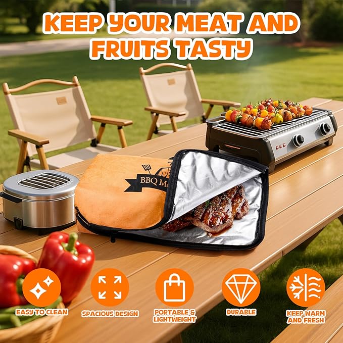BBQ Blanket for Resting Meat,21in Meat Resting Blanket with Wide Mouth,Smoker Grilling Meat Insulated Resting Bag for Large Brisket/Beef/Pork Shoulders/Turkeys,Gifts for Men