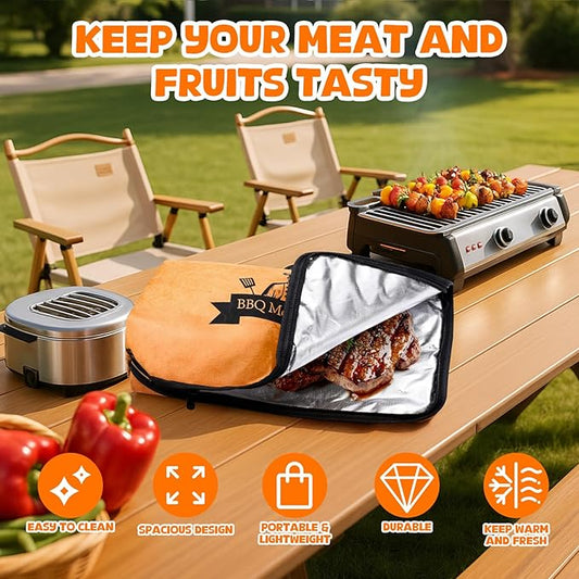 BBQ Blanket for Resting Meat,21in Meat Resting Blanket with Wide Mouth,Smoker Grilling Meat Insulated Resting Bag for Large Brisket/Beef/Pork Shoulders/Turkeys,Gifts for Men